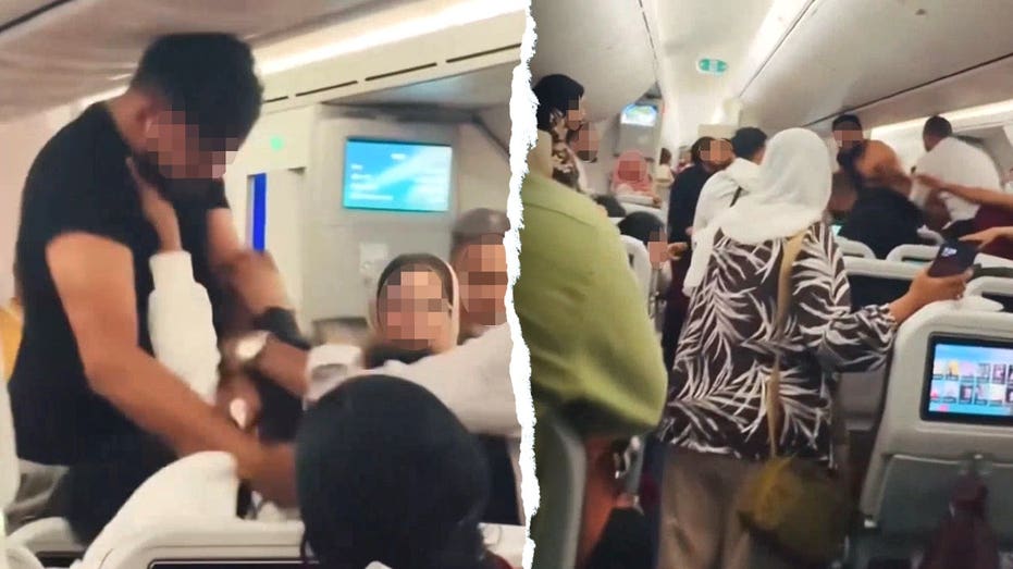Midair brawl erupts on packed flight as screaming passengers jump from seats